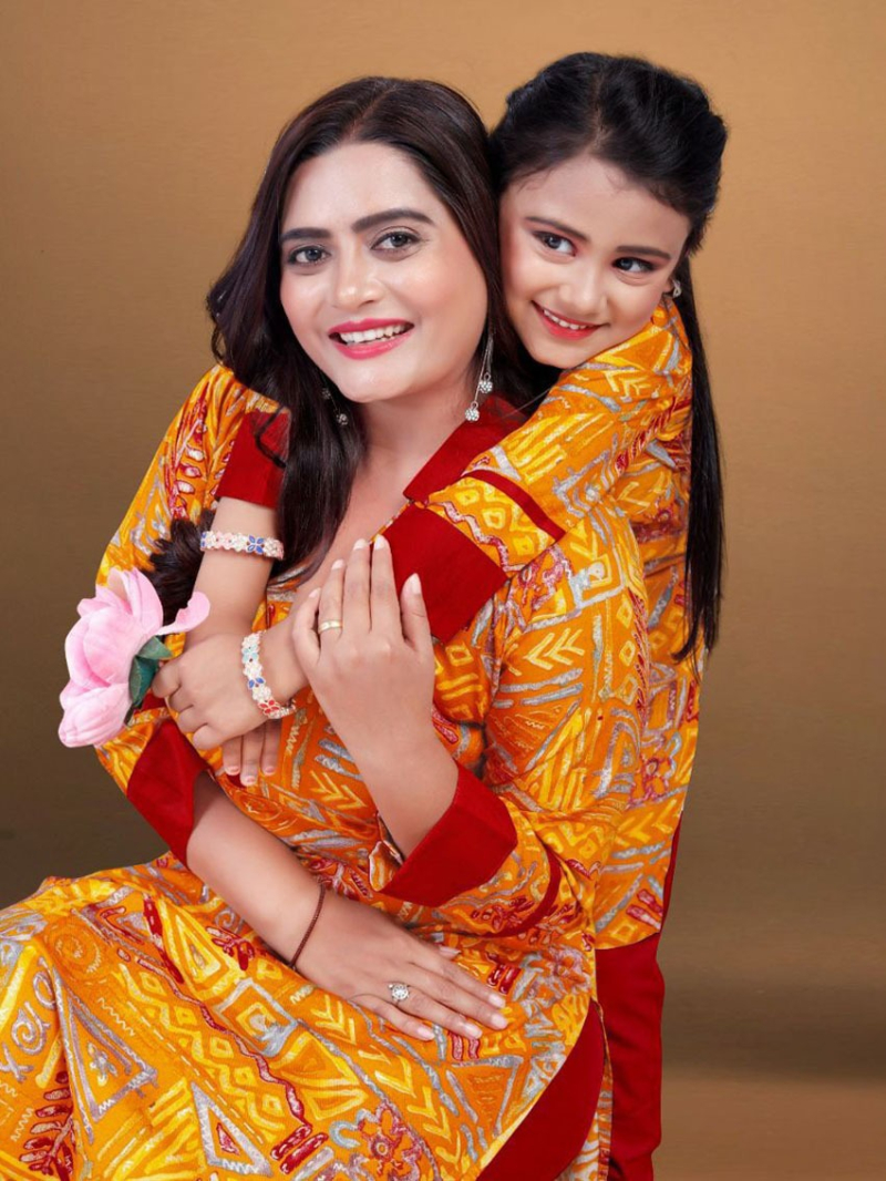 Ethnic Festive Traditional Mother & Daughter Combo Top Pant Set