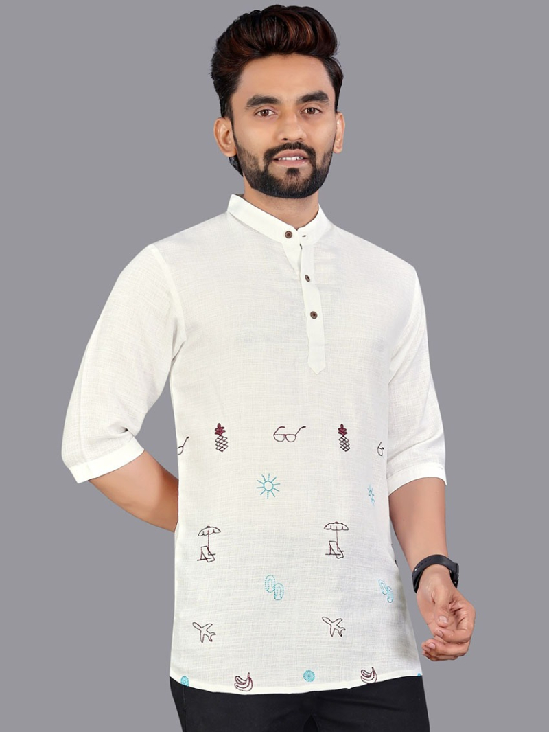 Elegant Traditional Ethnic Off White Short kurta with Sleeves