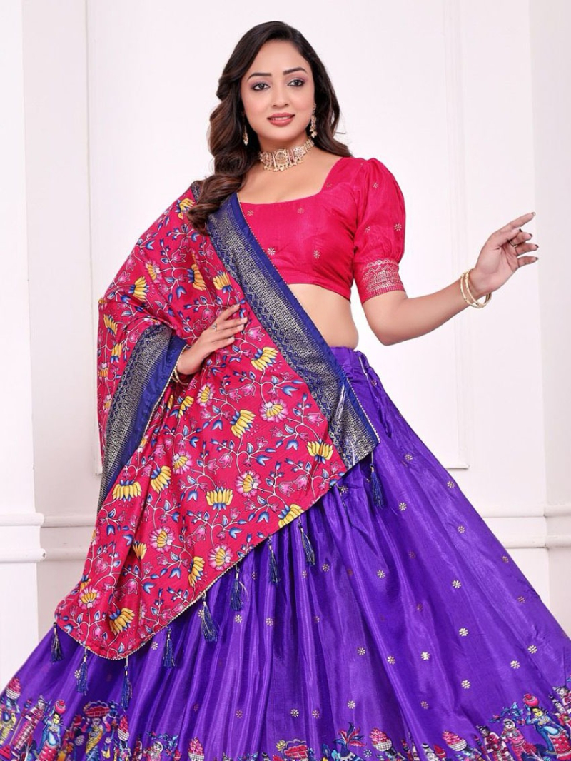 Authentic Traditional Festive Dola Silk Lehanga Suit