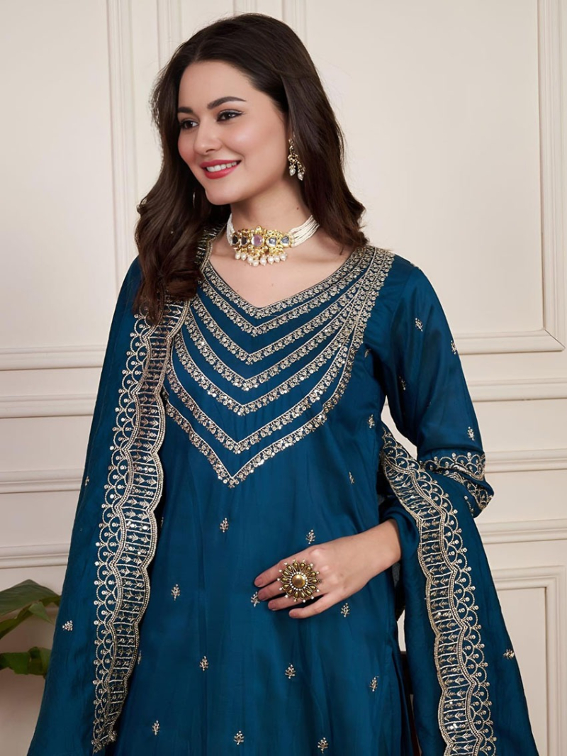 Elegant Ethnic Traditional Festive Chanderi Silk Straight Suit