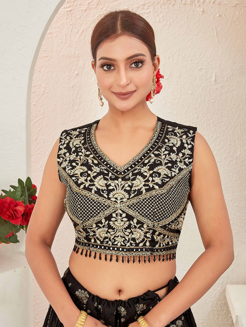 Elegant Traditional Ethnic Festive Jacquard Dola Silk Lehanga Suit