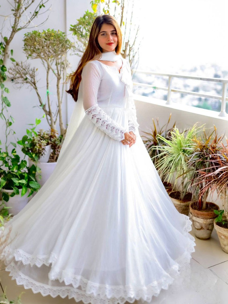 Ethnic Traditional Festive White Georgette Anarkali Suit