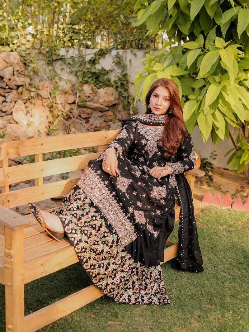 Elegant Ethnic Festive Black Georgette Sharara Suit