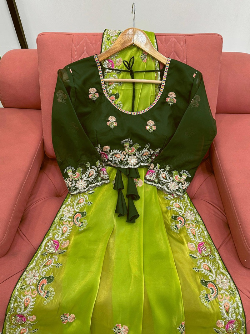 Traditional Festive Ethnic Lime Green Jimmy Choo Silk Saree