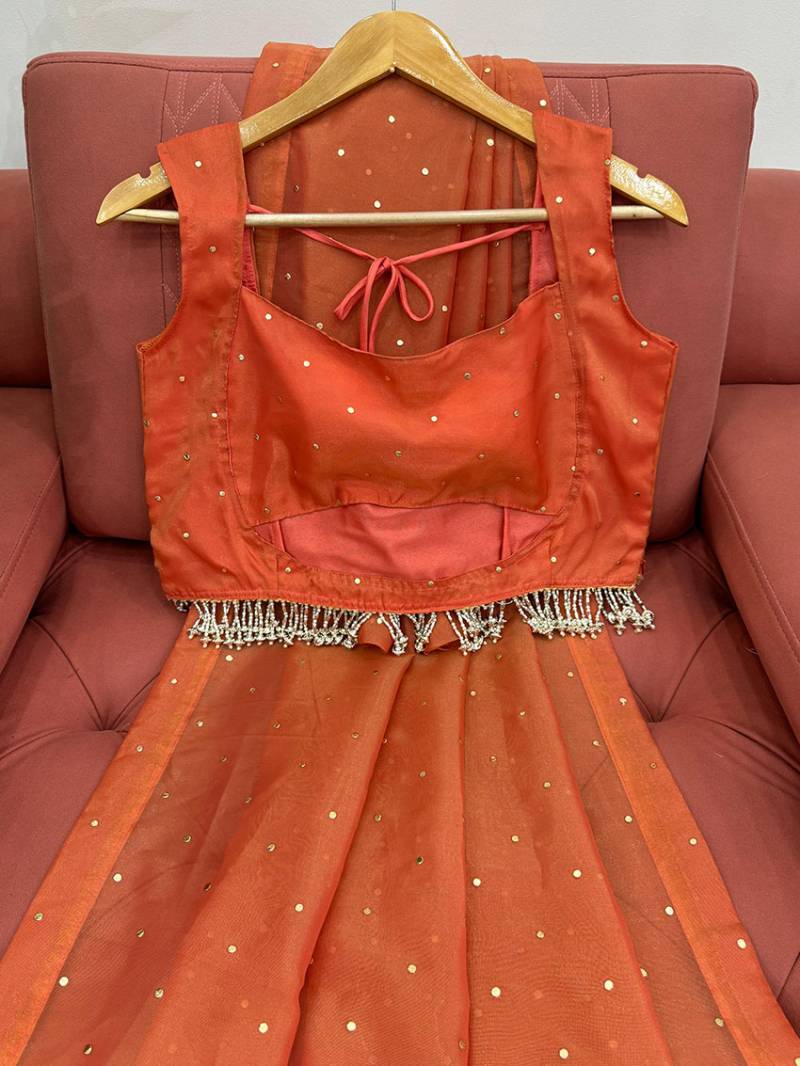 Traditional Ethnic Festive Rust Tissue Silk Saree