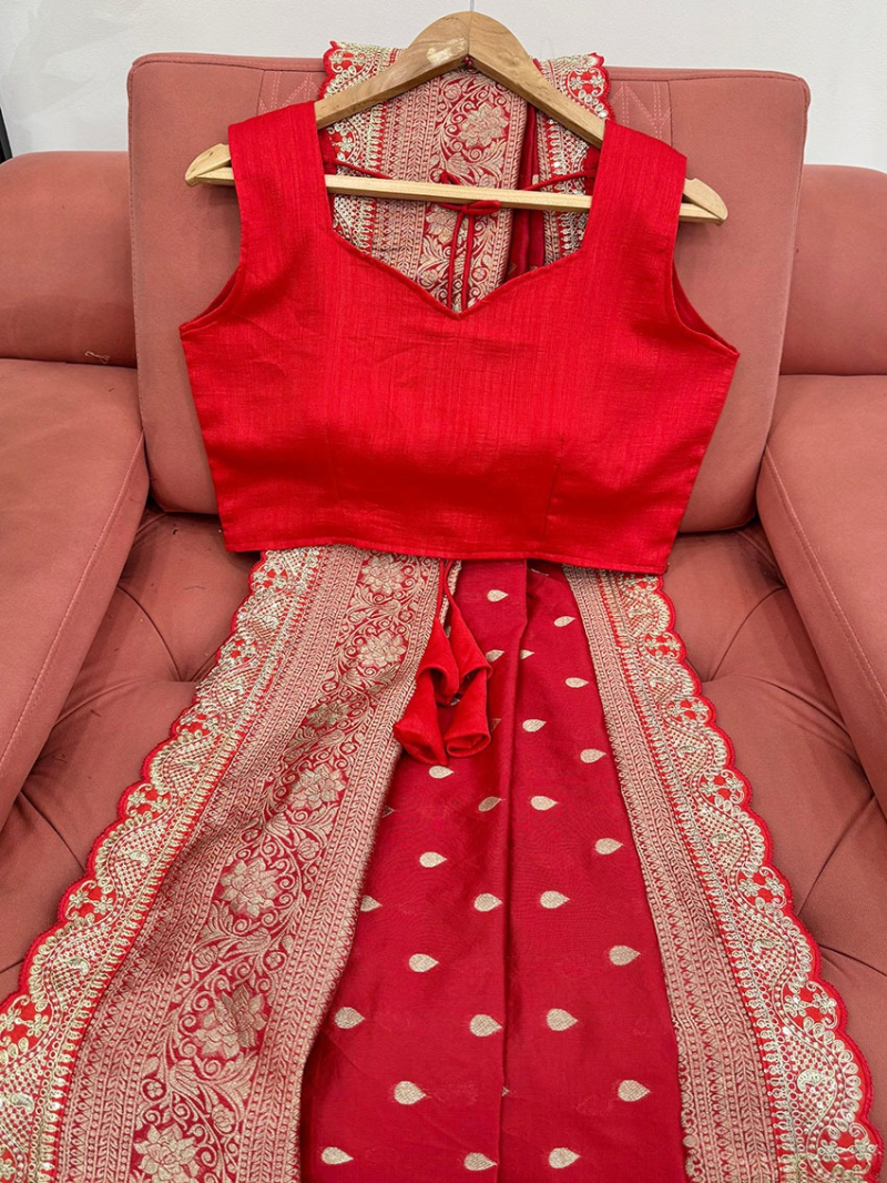 Designer Ethnic Festive Traditional Red Silk Saree