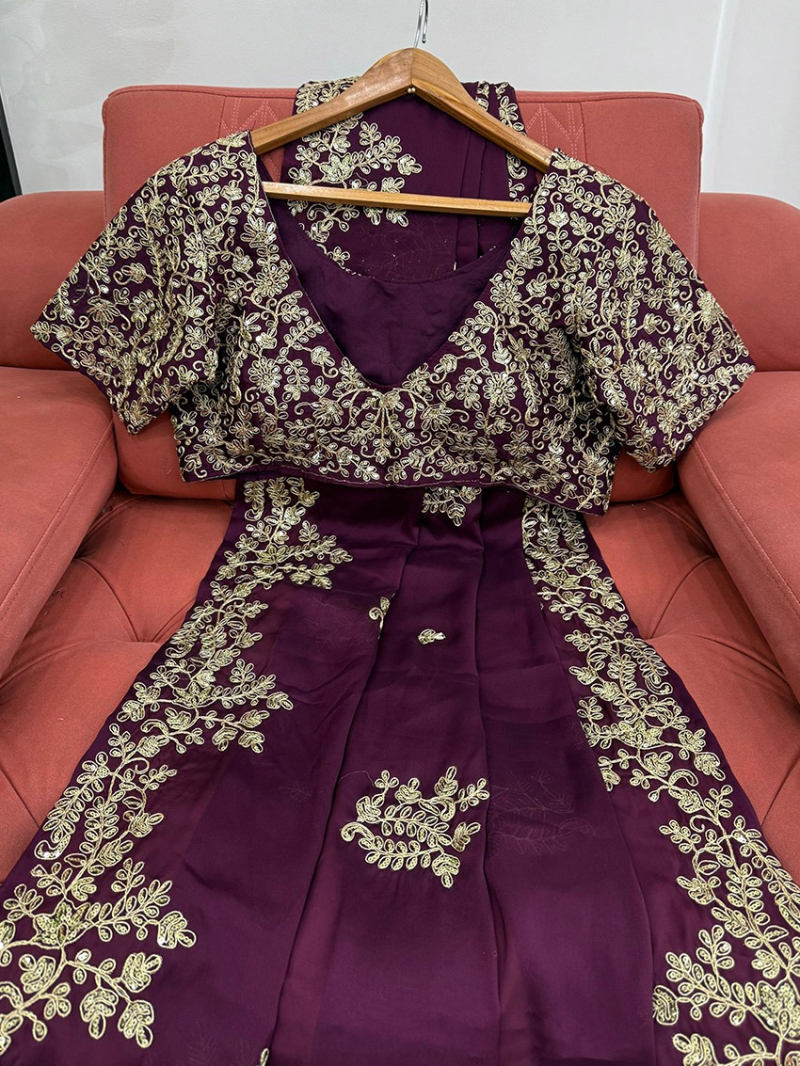 Premium Elegant Ethnic Festive Dark Wine Rangoli Silk Saree