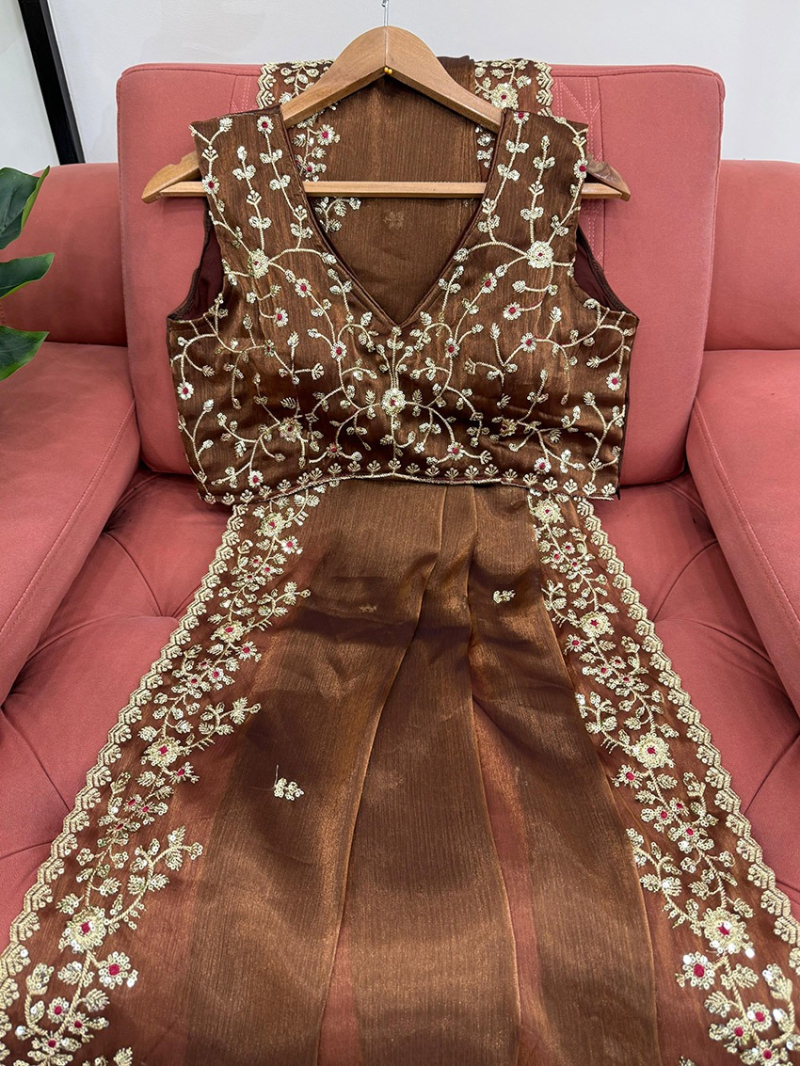 Traditional Ethnic Festive Brown Burberry Silk Saree