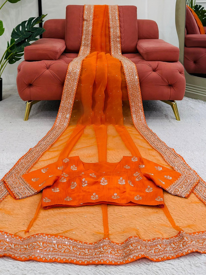Traditional Ethnic Elegant Festive Organza Silk Saree