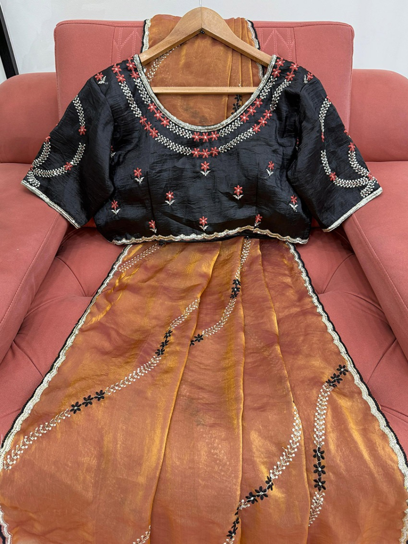 Elegant Ethnic Traditional Festive Rust Fendi Silk Saree