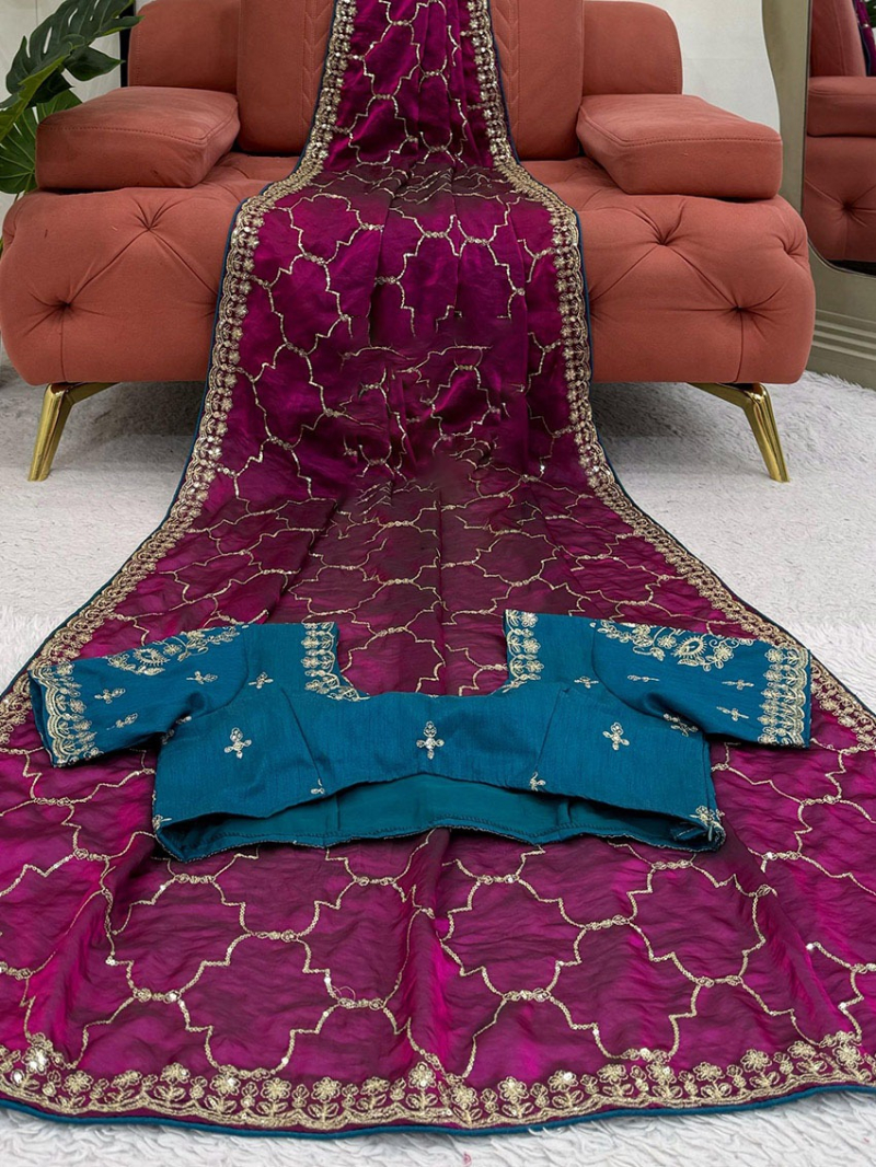 Elegant Traditional Ethnic Festive Spanish Purple Jimmy Choo Saree