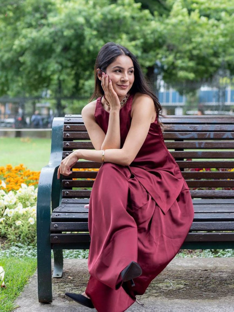 Ethnic Festive Traditional Maroon Satin Patiala Style