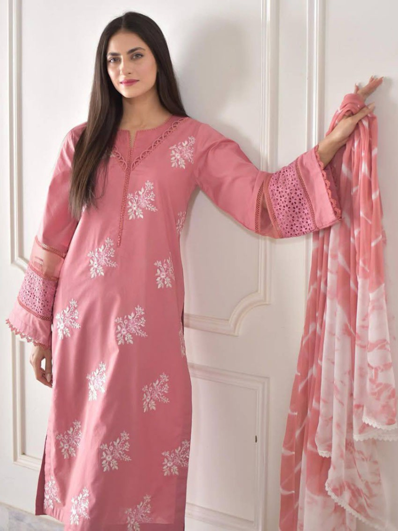 Ethnic Festive Traditional Roman Silk Embroidered Straight Suit