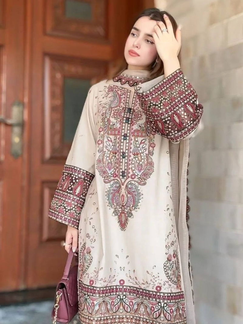 Ethnic Festive Traditional Ivory Roman Silk Plazo Suit