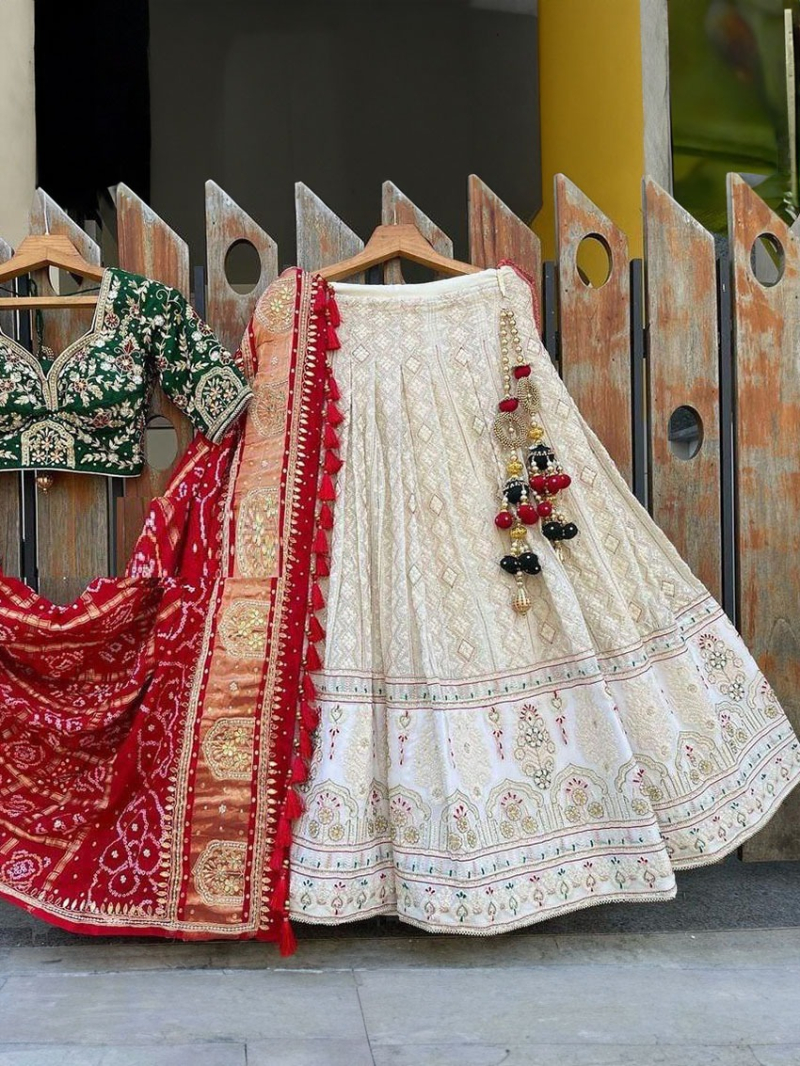 Designer Traditional Ethnic  Off white Georgette Lehanga Suit