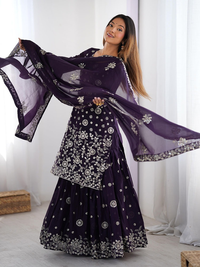 Traditional Festive Ethnic  Georgette Sharara Suit