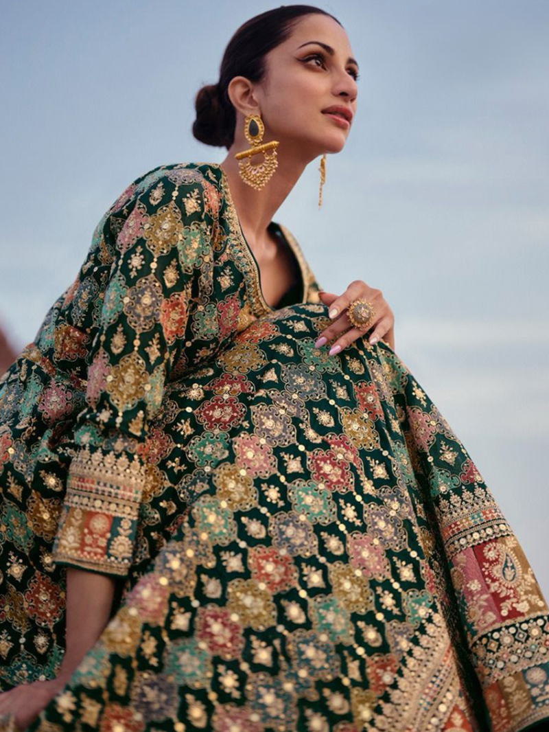  Designer Green Embroidered Georgette Gown