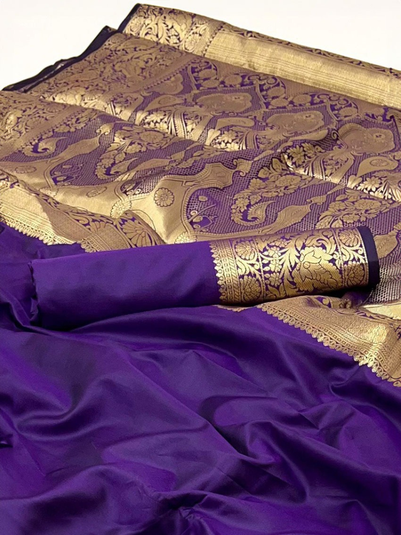Ethnic Traditional Majestic Violet Banarasi Silk Saree