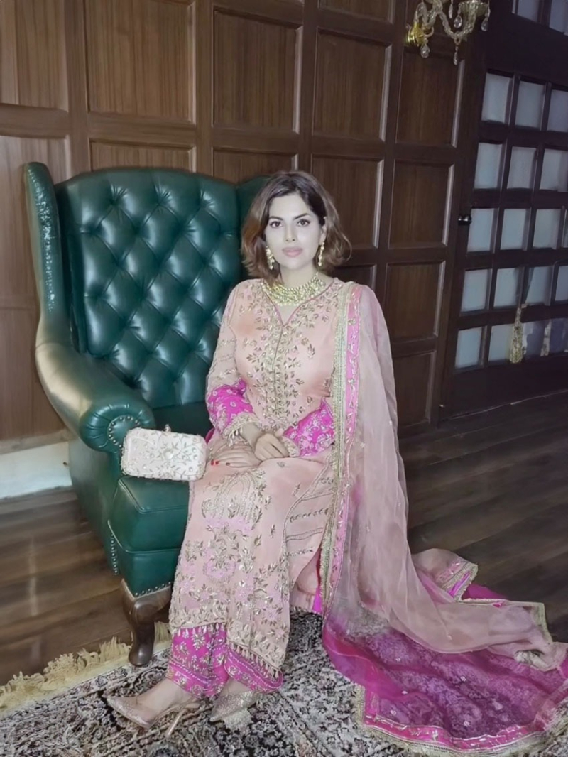 Authentic Traditional Light Pink Georgette Plazo Suit