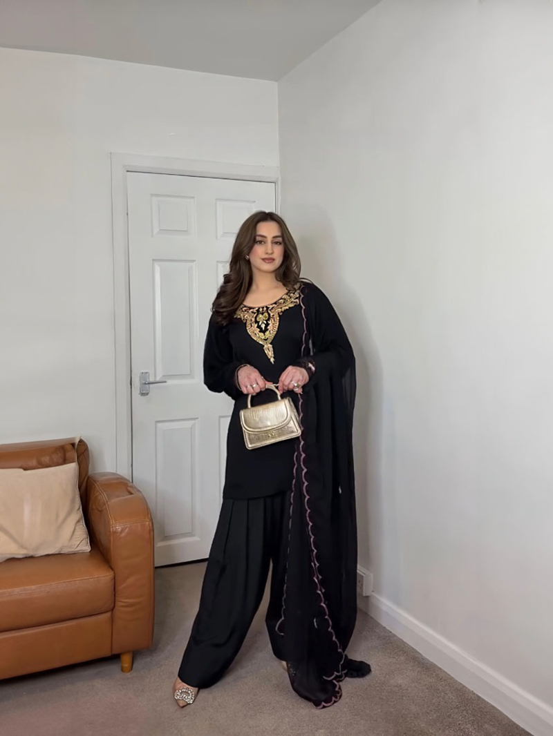 Traditional Festive Ethnic Black Sharara plazo Suit