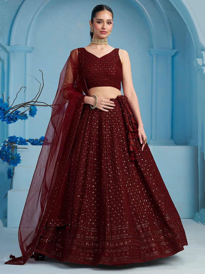 Authentic Festive Elegant Traditional Georgette & Soft Net Lehanga Suit