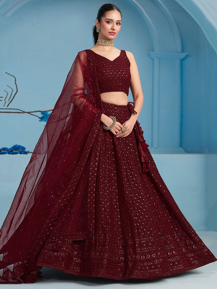 Authentic Festive Elegant Traditional Georgette & Soft Net Lehanga Suit