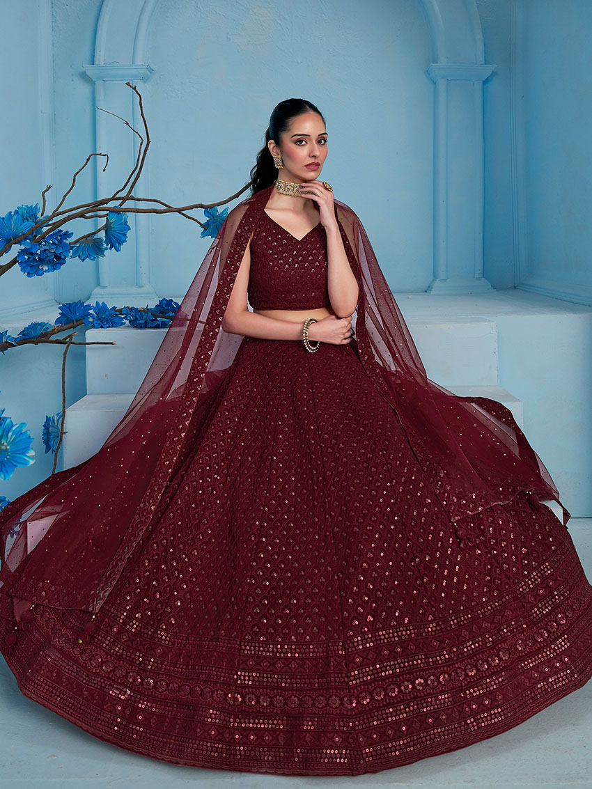 Authentic Festive Elegant Traditional Georgette & Soft Net Lehanga Suit