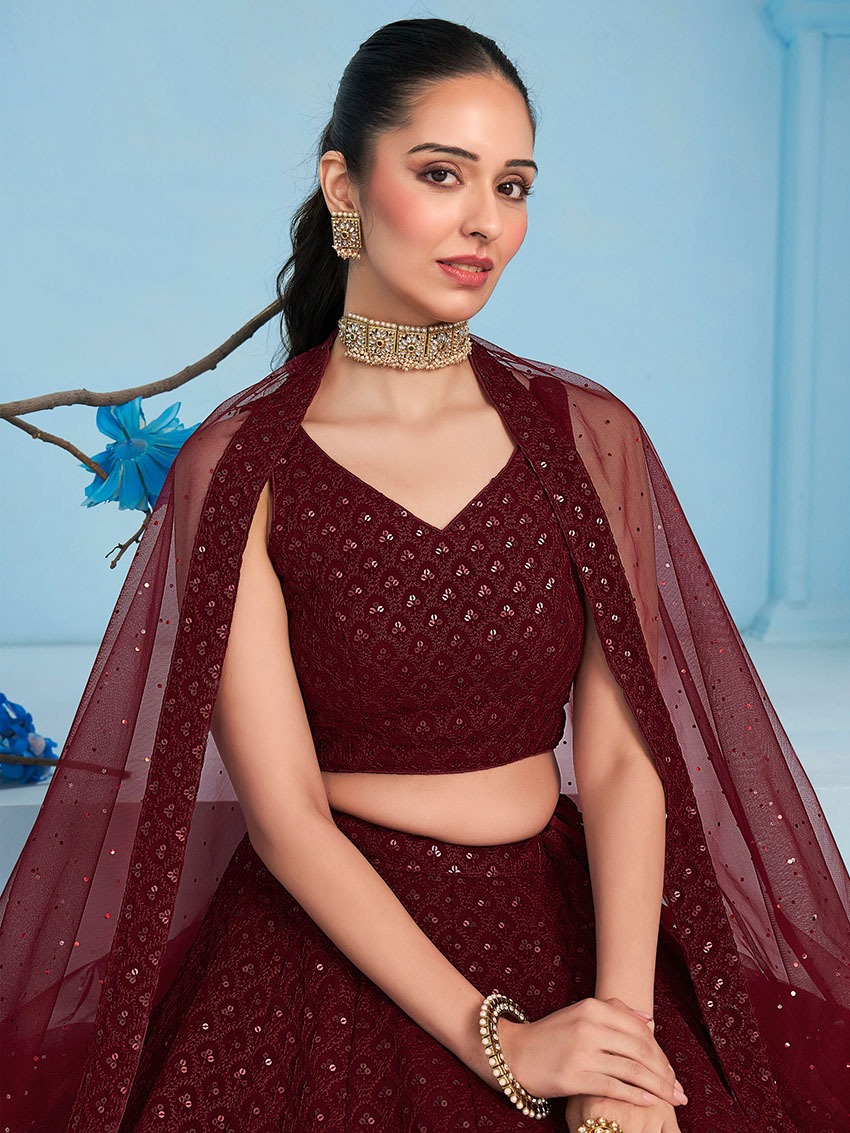 Authentic Festive Elegant Traditional Georgette & Soft Net Lehanga Suit