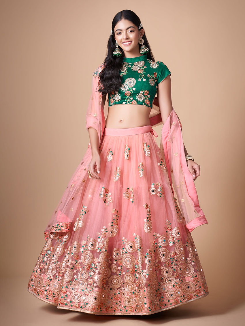 Authentic Elegant Ethnic Traditional Soft Net & Art Silk Lehanga Suit