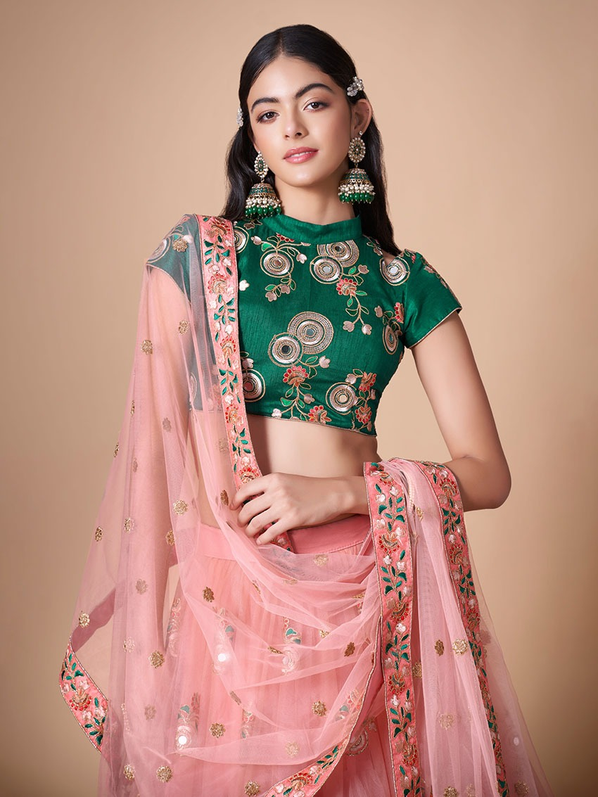 Authentic Elegant Ethnic Traditional Soft Net & Art Silk Lehanga Suit