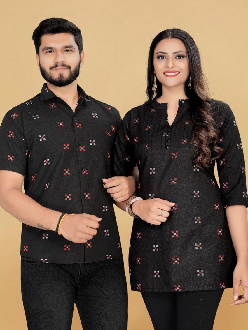 Authentic Ethnic Traditional Short Kurta & Female Tunic Top Combo Set